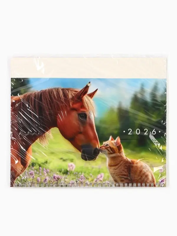 Календарь настенный квартальный 2026 &laquo;Лошадь с котенком&raquo;, 30&times;46 см