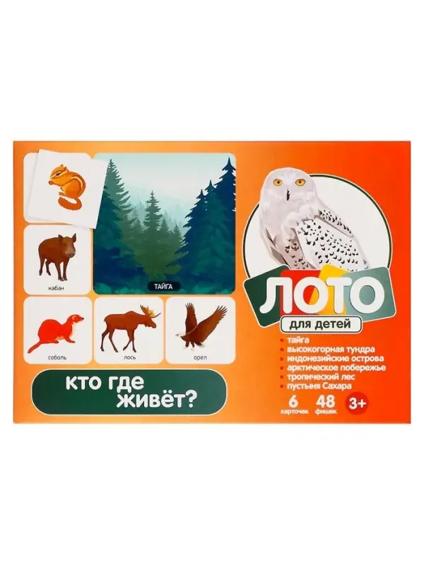 Лото детское Десятое Королевство &laquo;Кто где живёт?&raquo;, МИКС