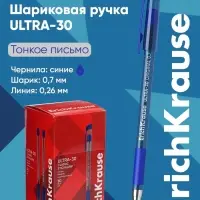 Ручка шариковая ErichKrause. ULTRA-30 Gold Stick&Grip Classic, синий стержень, узел 0.7 мм, резиновый упор