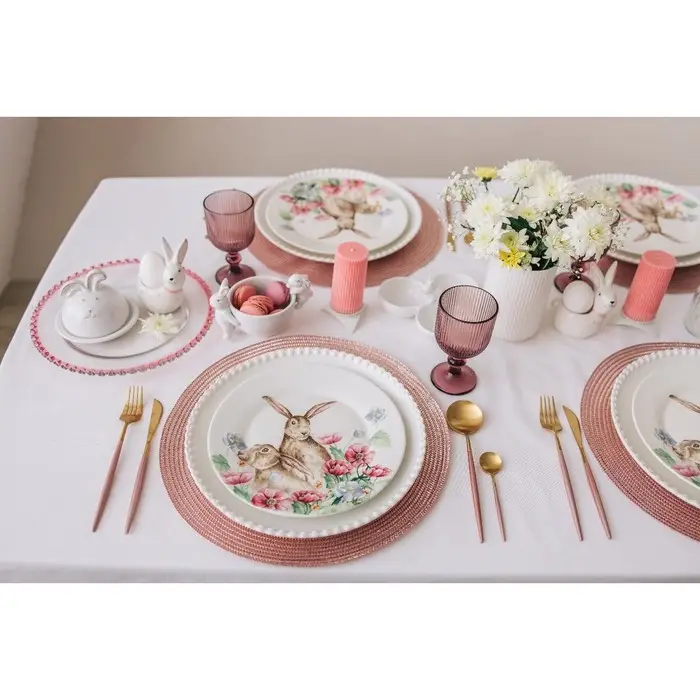 Тарелка фарфоровая десертная Доляна «Зайка», d=20,3 см