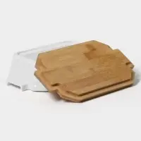 Форма для запекания BellaTenero, 1 л, 25.6&times;14.9&times;6.2 см, с бамбуковой крышкой, керамика, белая