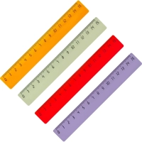 Линейка 15см пластик цвет прозр ассорти (крас,син,зел,оран)