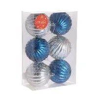 Ёлочные игрушки &laquo;Роксолана&raquo;, шары новогодние, набор 6 шт., d=8 см, бело - синий