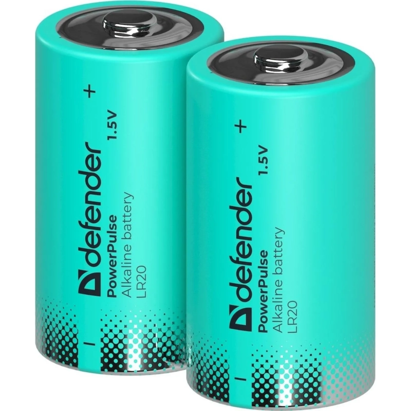 Батарейка DEFENDER алкалиновая LR20-2BL D, блистер, 2шт/уп PowerPulse