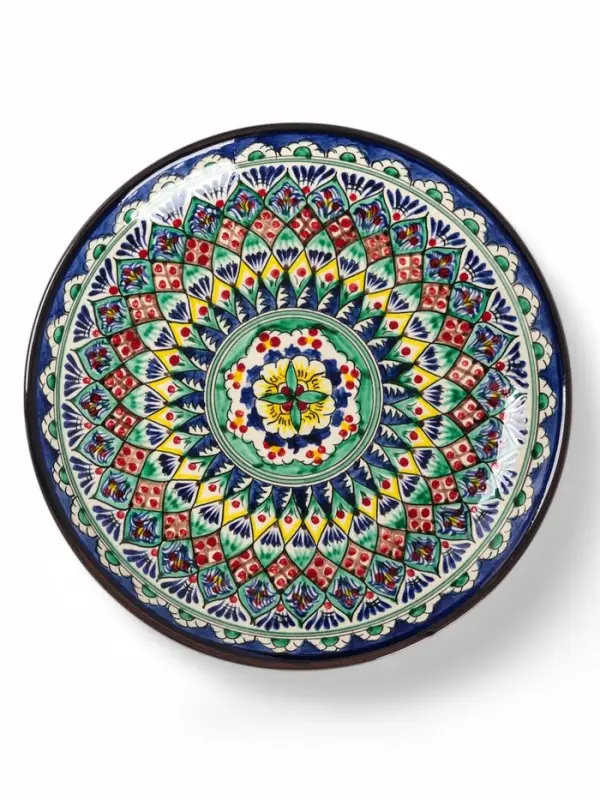 Ляган узбекский Риштанская керамика &laquo;Узоры&raquo;, d=28 см, синий