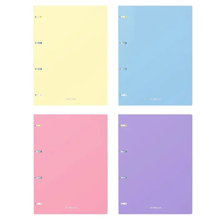 Тетрадь на кольцах ErichKrause. Pastel А4, 80 листов, в клетку, пластиковая обложка, блок офсет, 100% белизна, МИКС