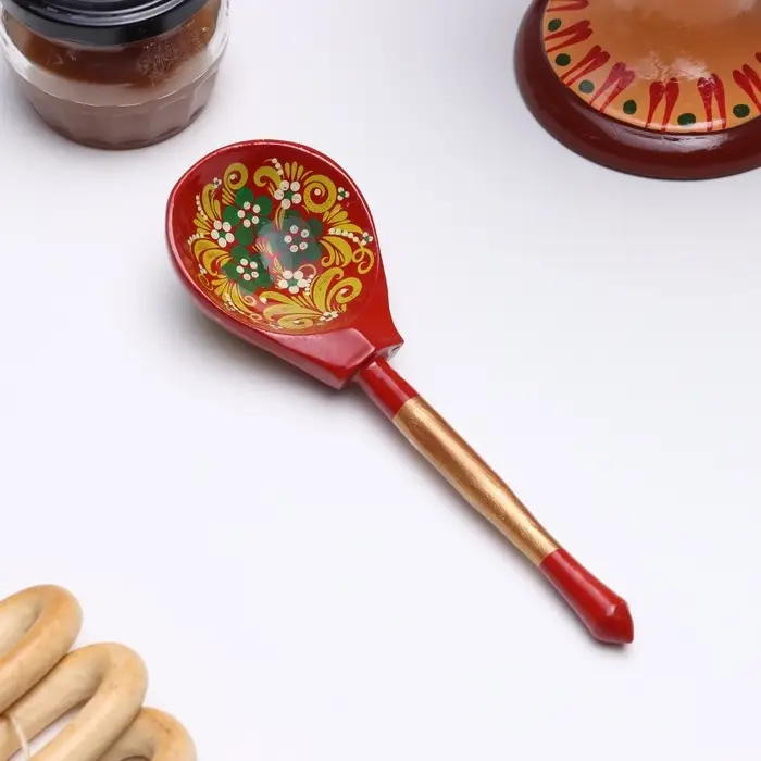 Ложка деревянная &laquo;Краснушка&raquo;, столовая, 20&times;6.3 см, хохлома, ручная роспись, МИКС