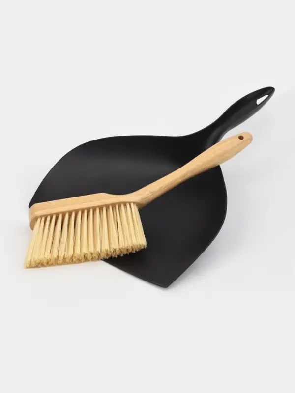 Щётка с совком Доляна Meli, бамбуковая ручка, 37&times;24 см, чёрная