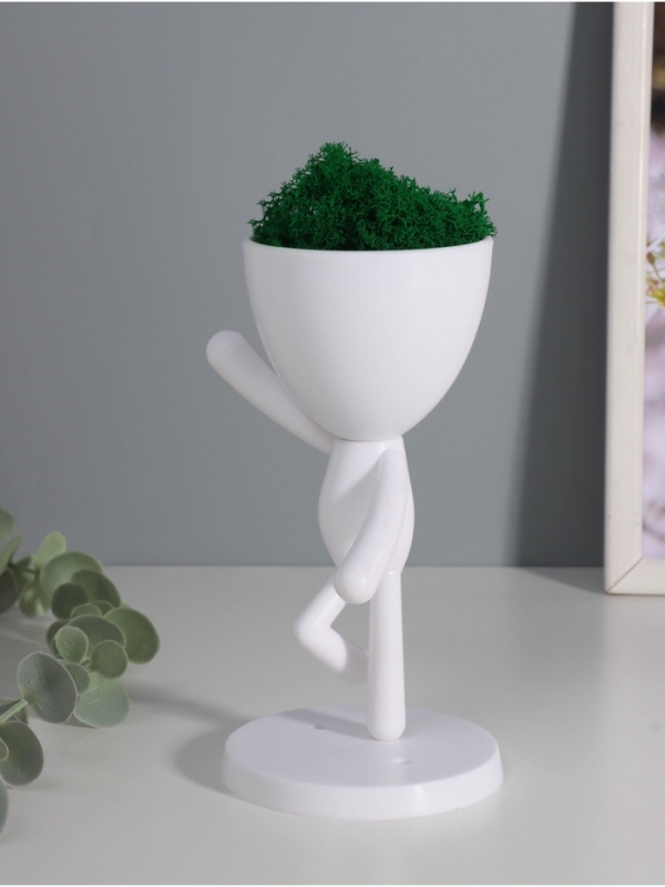 Кашпо пластиковое Кашпо пластиковое "Мистер Грин" 16*10*8,5 см белый