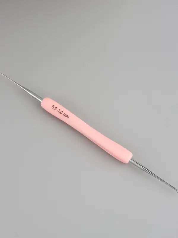 Крючок для вязания, двусторонний, с силиконовой ручкой, d=0.5/1 мм, 13.5 см, розовый
