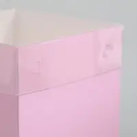 Коробка для подарков и цветов с PVC крышкой, розовая, 12&times;12&times;12 см