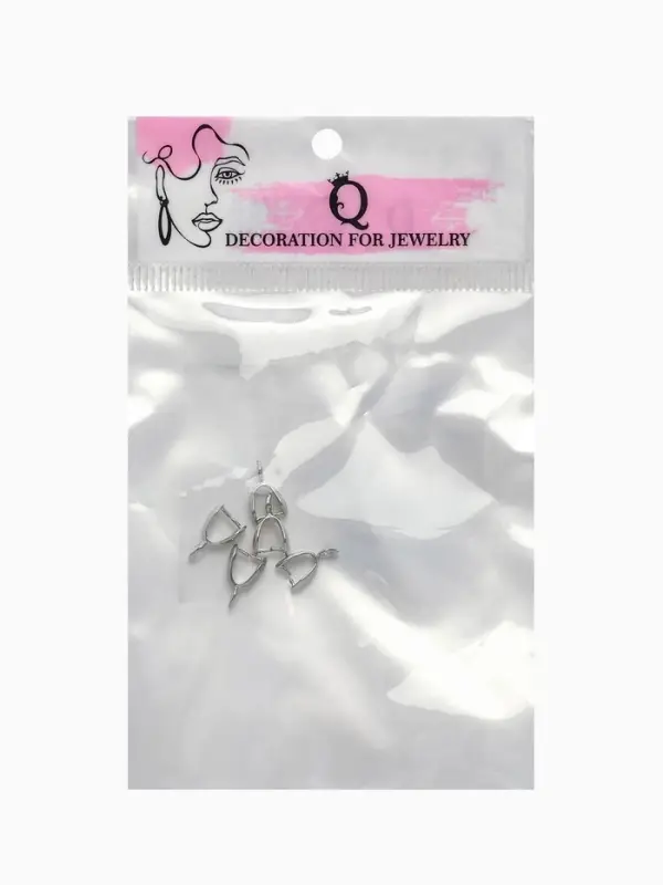 Держатель для кулона, 11&times;7 мм (набор 5 шт.), цвет серебро