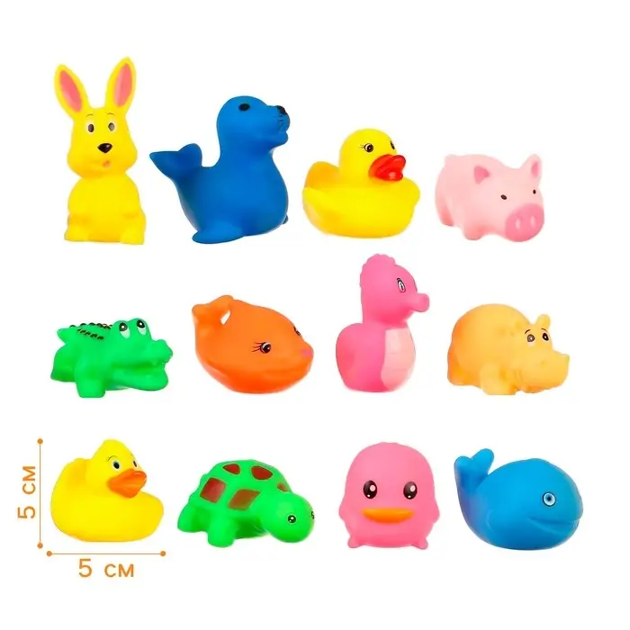 Резиновые игрушки для ванны Крошка Я &laquo;Малыши&raquo;, с пищалкой, в наборе 12 шт.