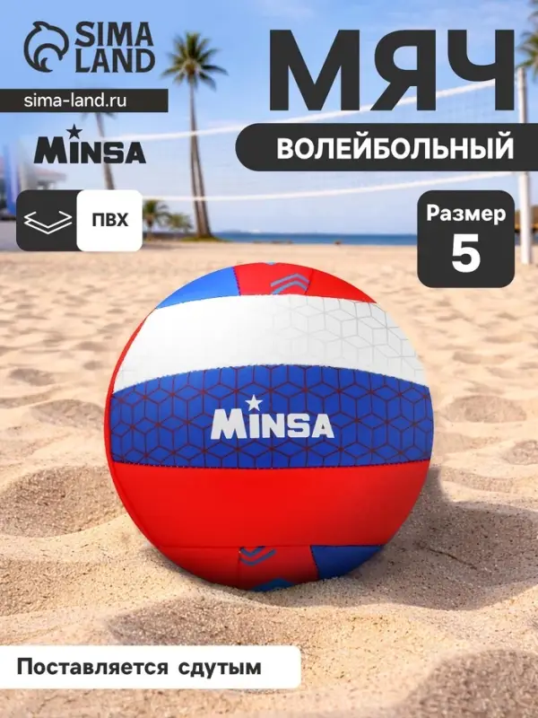 Волейбольный мяч MINSA &laquo;РОССИЯ&raquo;, машинная сшивка, 18 панелей, р. 5, PVC