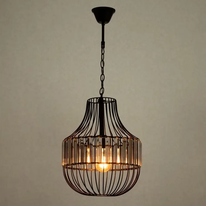Светильник подвесной BayerLux &laquo;Грелин&raquo; Е27, 40 Вт, чёрный, 30&times;30&times;70 см