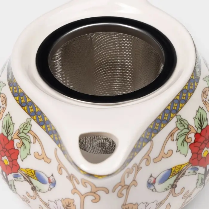 Чайник керамический заварочный с металлическим ситом &laquo;Цветы&raquo;, 200 мл
