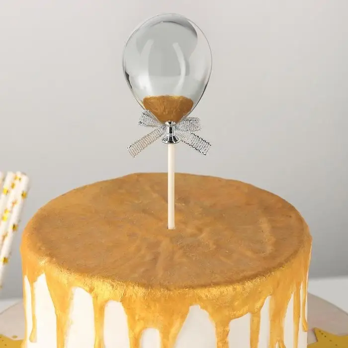 Топпер для торта «Шар», 19×5 см, цвет серебряный Топпер для торта «Шар», 19×5 см, цвет серебряный