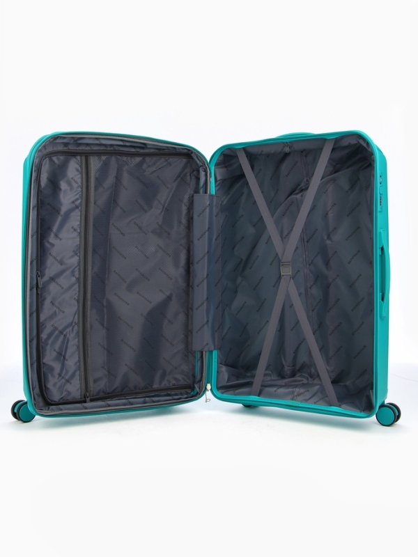 Чемодан 28 Чемодан 28", PP, 49*30*76, отд на молнии, код замок, 4 колеса, зеленый