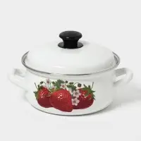 Кастрюля эмалированная, 2 л, d=20.5 см, с крышкой, белая