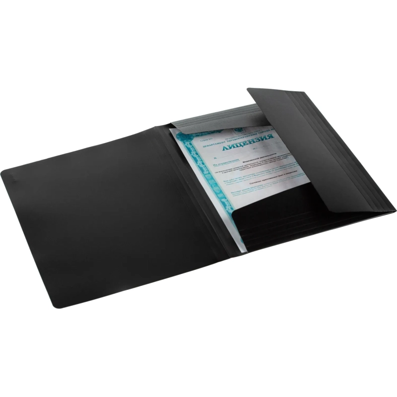 Папка на резинках Комус Шелк черная