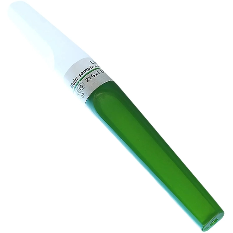 Игла двусторонняя 21G (0,8х38мм) зеленая виз.контроль Lind-Vac 50шт/уп