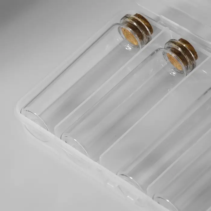 Набор баночек для хранения бисера, d=2.2 × 8 см, 5 шт., в контейнере, 16.3×9×2.4 см
