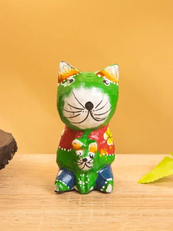 Сувенир интерьерный "Котики" 5х5х8 см, дерево, цв. зелёный