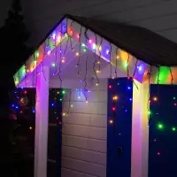 Гирлянда &laquo;Бахрома&raquo; 3&times;0.6 м, IP44, УМС, тёмная нить, 160 SMD-LED, свечение мульти, 220 В