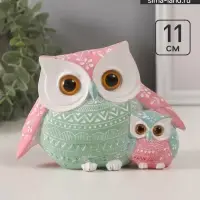 Фигурка полистоун &laquo;Цветной филин с птенцом&raquo;, узоры, 15.2&times;6&times;11 см