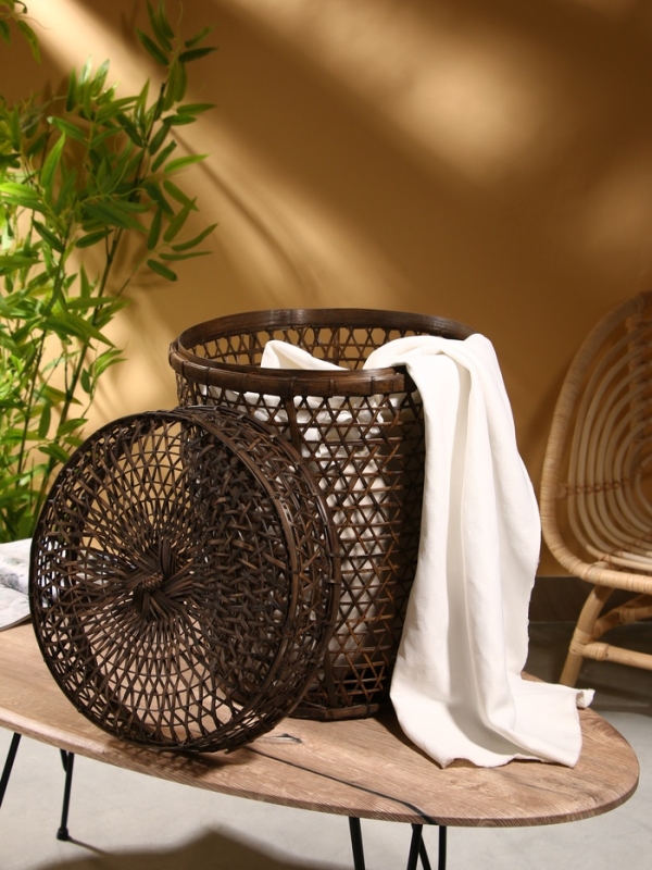 Корзина плетёная  Корзина плетёная "Баскет" бамбук 39х39х50см, тёмная