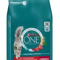 Сухой корм Purina One для стерилизованных кошек, говядина/пшеница,3 кг