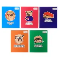 Тетрадь 48 листов в клетку Calligrata &laquo;Мопс&raquo;, обложка мелованный картон, блок офсет, МИКС