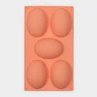 Форма для выпечки Доляна &laquo;Яйцо&raquo;, силикон, 30&times;17.5 см, 5 ячеек (10&times;7&times;3.5 см), персиковый