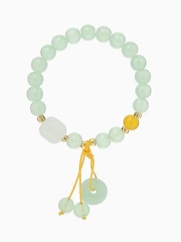 Браслет-оберег &laquo;Нефрит и кварц&raquo;, №8, d=6 см, зелёный