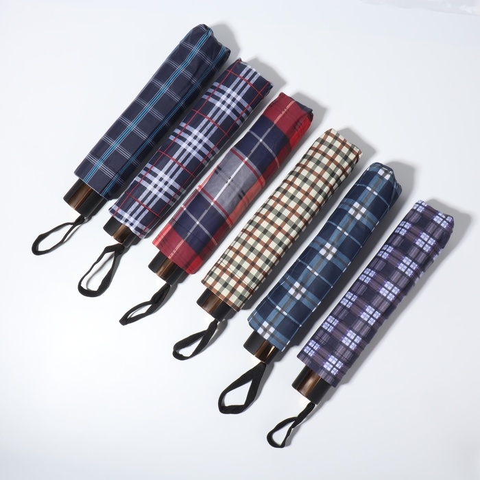 Зонт механический «Клетки», эпонж, 4 сложения, 10 спиц, R = 53/61 см, D = 122 см, цвет МИКС Зонт механический «Клетки», эпонж, 4 сложения, 10 спиц, R = 53/61 см, D = 122 см, цвет МИКС