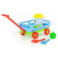 Набор игрушек для песочницы, 6 предметов: тележка, ведро, ситечко, лопатка, грабельки, формочка