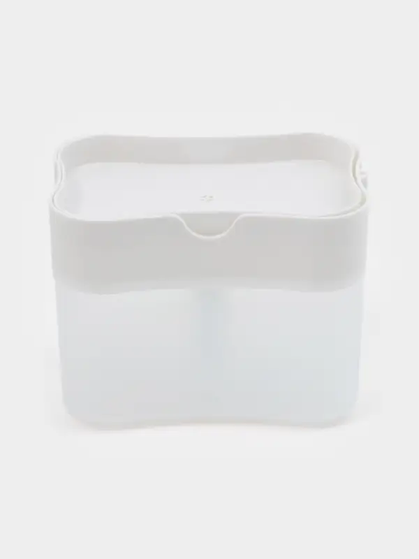 Дозатор для моющего средства с подставкой для губки Доляна, губка в комплекте, 385 мл, белый