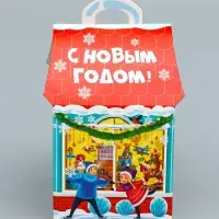 Подарочная новогодняя коробка «Волшебная лавка», домик, 12×12×19 см