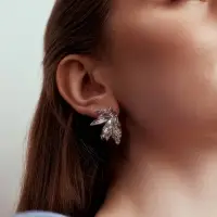 Серьги металл &laquo;Цветы половинки&raquo;, цвет серебро