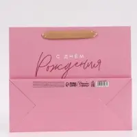 Пакет подарочный &laquo;С Днём рождения. Бант&raquo;, 27&times;23&times;11.5 см