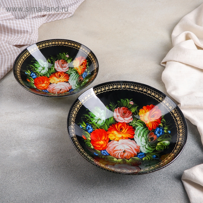 Набор тарелок стеклянных Доляна «Народные мотивы», 19 предметов: 6 десертных тарелок, 6 обеденных тарелок, 6 мисок, салатник Набор тарелок стеклянных Доляна «Народные мотивы», 19 предметов: 6 десертных тарелок, 6 обеденных тарелок, 6 мисок, салатник