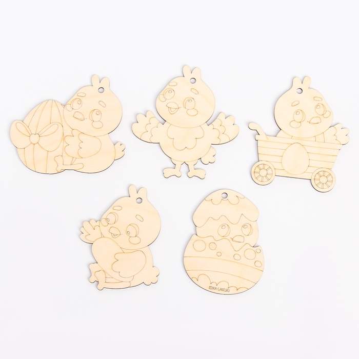 Заготовки для творчества. Роспись по дереву «Пасха: цыплята», 5 шт Заготовки для творчества. Роспись по дереву «Пасха: цыплята», 5 шт