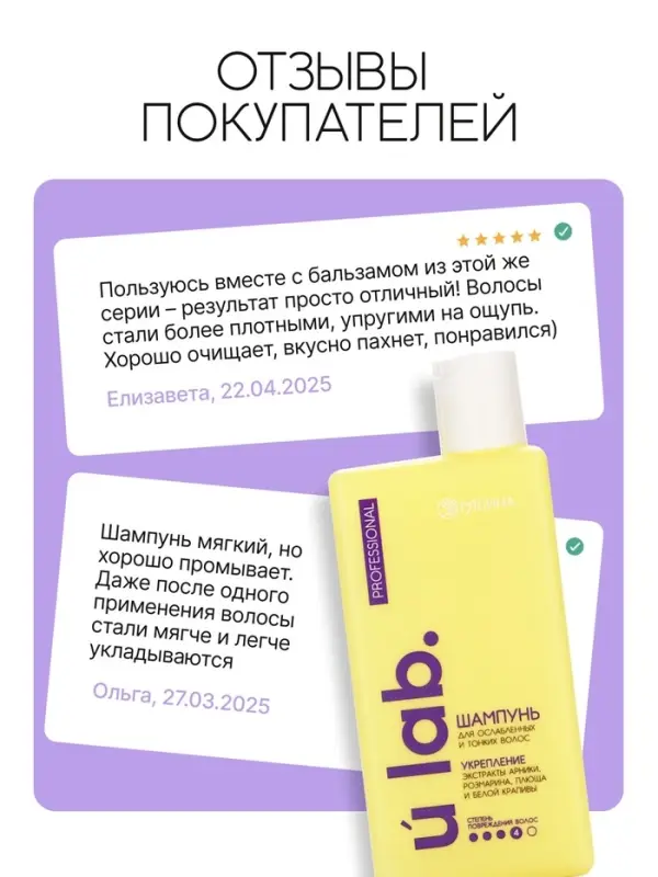 Профессиональный укрепляющий шампунь женский, для ломких волос с комплексом масел и экстрактов, 250 мл ULAB