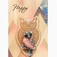 Брошь &laquo;Сова&raquo;, сиреневая в чернёном серебре