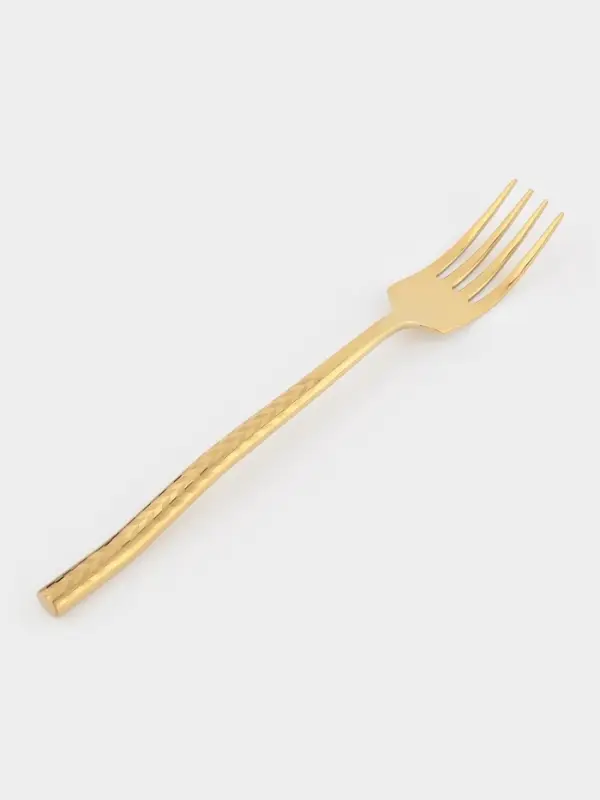 Вилка столовая Magistro Kolos, длина 19.5 см, нержавеющая сталь, золотистая