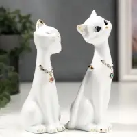 Набор фигурок 2 шт. &laquo;Кошечки белые с цепочкой&raquo;