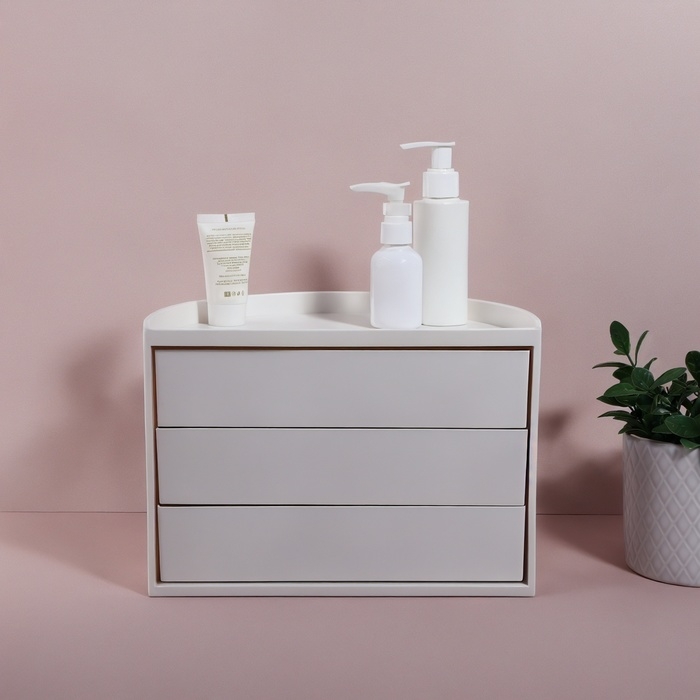 Органайзер для хранения, вращающийся, 3 секции, 27 × 15 см, цвет белый