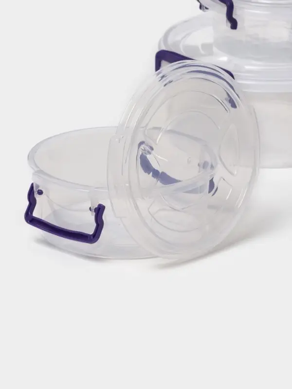 Набор контейнеров пищевых, 3 шт.: 300 мл, 600 мл, 1.2 л, круглые, прозрачные, МИКС