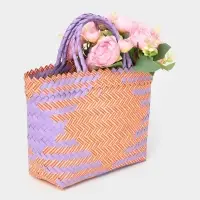 Сумка плетёная, 20&times;10&times;30 см, пластик, сиренево-жёлтая