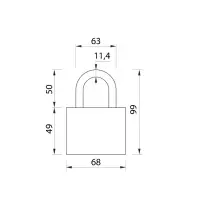 Замок навесной, 68&times;94 мм, 3 ключа
